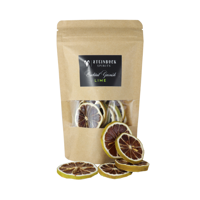 getrocknete Limettenscheiben als Cocktail Garnish von Steinbock Spirits